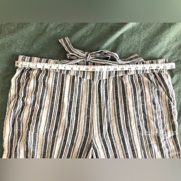 Women’s Plus Size Striped Linen Blend Wide Leg Cropped Pants - Calson - 1X - Picture 7 of 13